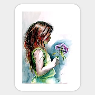 Girl with purple floral Sticker